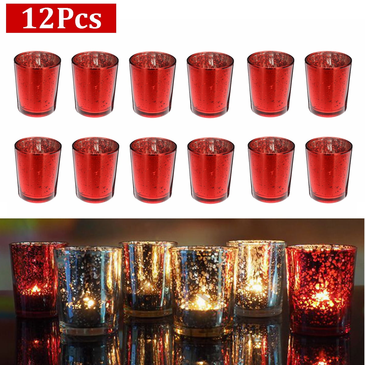 Lishay Set Of 6 Mercury Glass Candle Holders Multi Colored Votive Holder On...